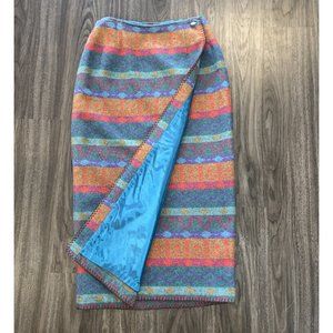Vintage Preston & York Southwestern Aztec Navajo Blanket Wrap Blanket Skirt Sz 8
